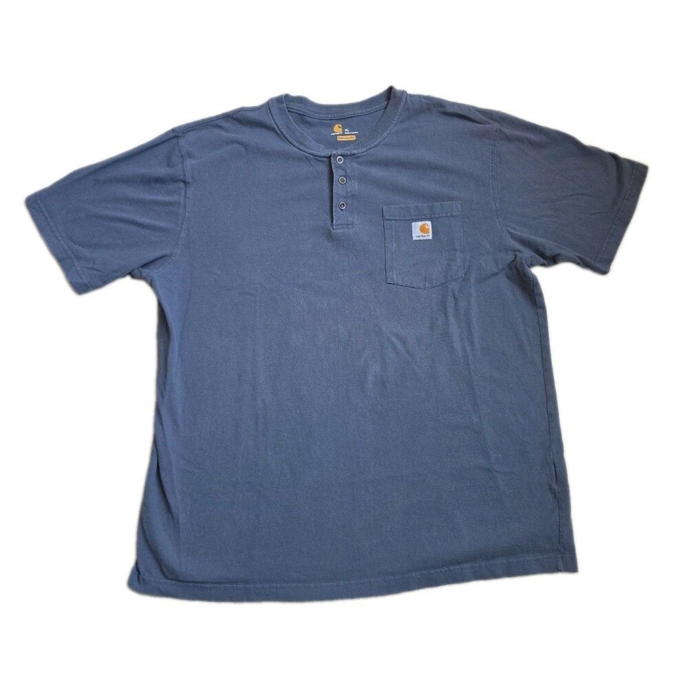 Carhartt Men's Blue Henley Short Sleeve Shirt Size XL